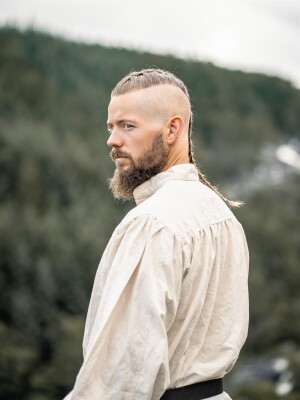 Typical medieval stand-up collar lace-up shirt "Friedrich" Natural 4XL