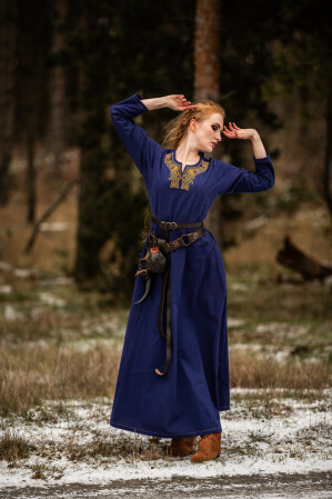 Wikinger Kleid Aslaug Blau XS
