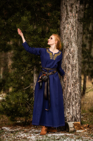Wikinger Kleid Aslaug Blau XS