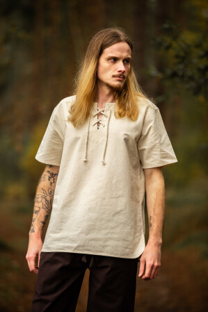 Chemise médiévale à manches courtes Erhart Ècru M