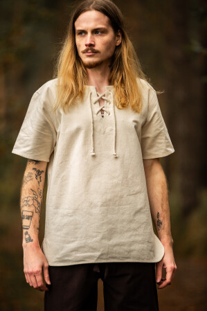 Chemise médiévale à manches courtes Erhart Ècru XL