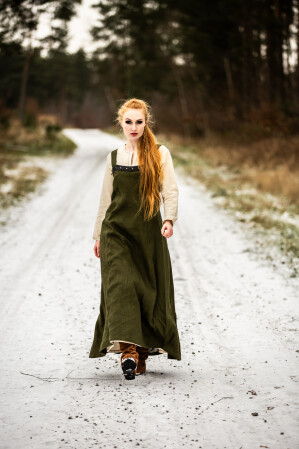 Wikinger Leinen Überkleid Alena Grün L/XL