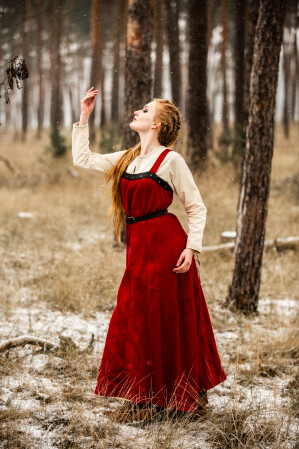 Wikinger Leinen Überkleid Alena Rot S/M