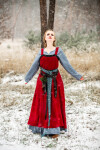 Wikinger Leinen Überkleid Alena Rot S/M