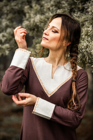 Vestido Vikingo Jorunn/Marrón/Natural S