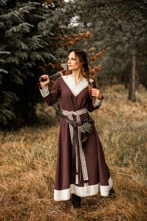Wikinger Kleid Jorunn Braun/Natur XL