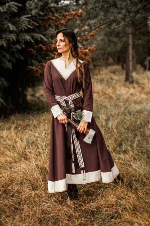 Vestido Vikingo Jorunn/Marrón/Natural XS