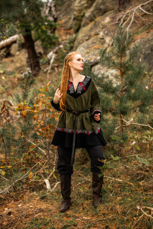 Wikinger Tunika Freydis Olive Unisex S/M