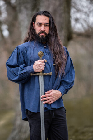 Medieval shirt in coarse cotton "Leopold" Blue S