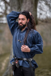 Medieval shirt in coarse cotton "Leopold" Blue S