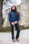 Medieval shirt in coarse cotton "Leopold" Blue S
