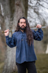 Medieval shirt in coarse cotton "Leopold" Blue S