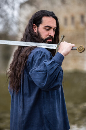 Camisa medieval de algodón grueso "Leopold" Azul M