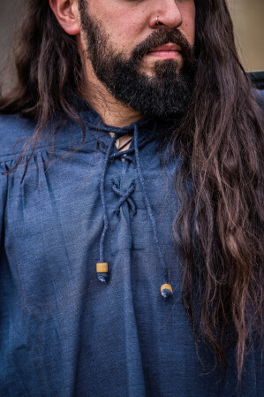 Camicia medievale in cotone grezzo "Leopold" Blu L