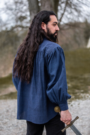 Camicia medievale in cotone grezzo "Leopold" Blu L