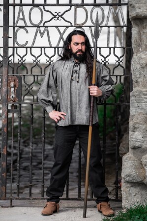 Medieval shirt in coarse cotton "Leopold" Grey XL
