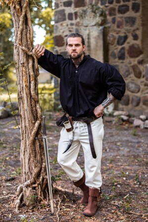 chemise à pinaforme avec boutons en bois "Oswald" Noir M