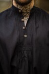 Camisa de pino con botones de madera "Oswald" Negro XXL