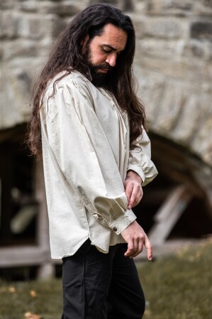 Chemise à pinaforme avec boutons en bois "Oswald" Ècru M