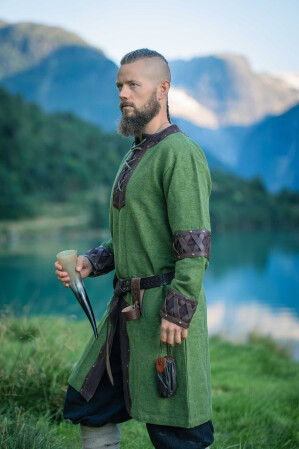 Tunique Viking Homme "Leif" avec Applications en Cuir