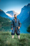 Mens Viking Tunic "Leif" with Leather Applications Blue L