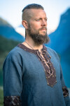Mens Viking Tunic "Leif" with Leather Applications Blue L