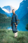 Mens Viking Tunic "Leif" with Leather Applications Blue L
