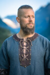 Herren Wikinger Tunika "Leif" mit Lederapplikationen Blau S