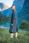 Herren Wikinger Tunika "Leif" mit Lederapplikationen Blau S