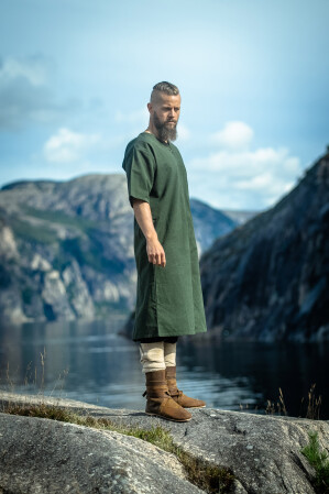 Túnica Vikinga Hombre «Asgrim» con Cuello en V Verde 3XL