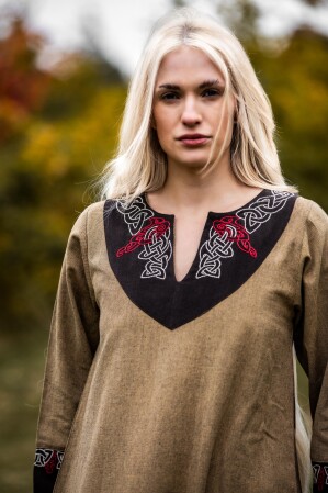Damen Wikinger Kleid "Idun" mit Stickerei