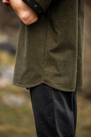 Chemise Homme "Hagen" avec Applications en Cuir Vert XL