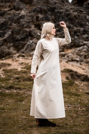 Damen Kleid "Alvilda" mit Rundhalsausschnitt Natur S