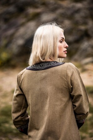 Womens Viking Dress "Idun" with Embroidery Sand 3XL