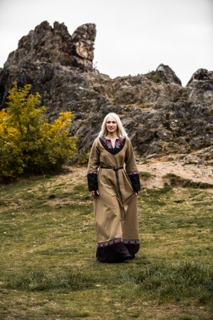 Robe Viking Femme "Idun" avec Broderies Sable M