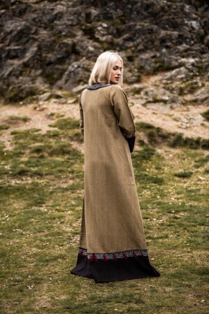 Damen Wikinger Kleid "Idun" mit Stickerei Sand S