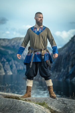 Tunique Viking Freydis Olive/Bleu Unisexe L/XL