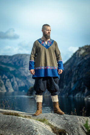 Tunique Viking Freydis Olive/Bleu Unisexe L/XL