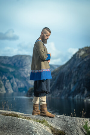 Viking Tunic Freydis Olive/Blue Unisex XXL/XXXL