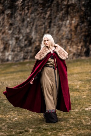 Wikinger Umhang "Janne" mit Kunstfell Rot
