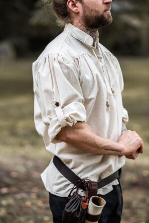 Camisa medieval de cuello alto con cordones "Bruno"
