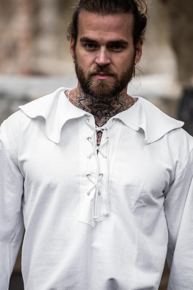 Rundkragenhemd "Athos" Weiß S