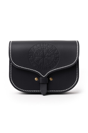 Viking leather belt bag "Folkvar" with Vegvisir