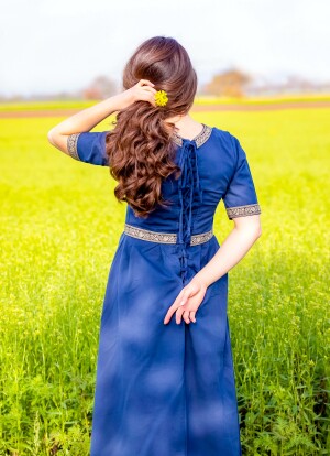 Edles Kurzarmkleid mit Bordüre "Ennlin"