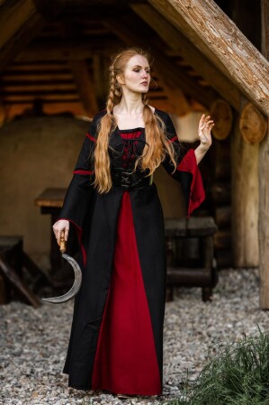 Vestido de viscosa con mangas de trompeta "Berblin"