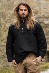 Mittelalter-Hemd aus dicker Baumwolle "Anton" Schwarz S