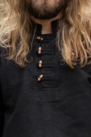 Camicia medievale in cotone denso "Anton" Nero L