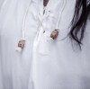 Tipica camicia medievale con collo alto e collo allacciato "Friedrich" White L