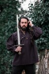 Typical medieval stand-up collar lace-up shirt "Friedrich" Brown XXL