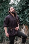 Typisches Mittelalter Stehkragen-Schnürhemd "Friedrich" Braun XXXL